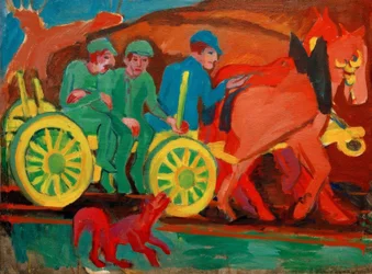 Horse Team with Three Farmers